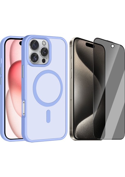 iPhone 16 Pro Max Kılıf M-safe Şarj Özellikli Mat Arka Yüzey Zore Sio Kapak + Hayalet Ekran Koruyucu