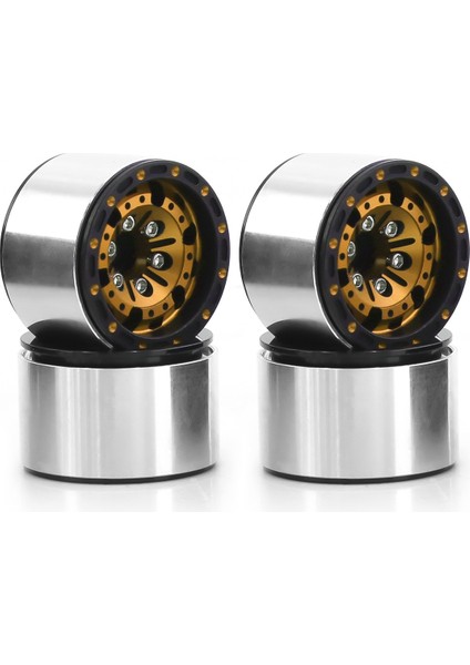 Alüminyum 1.0 Beadlock Tekerlek Jantları 1/18 Rc Paletli Araba Eksenel SCX24 Fms FCX24 TRX4M Gold+Siyah (Yurt Dışından)