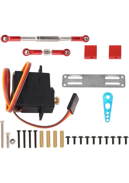 17G Metal Gear Servo ve Direksiyon Bağlantı Çubuğu Servo Montaj Seti Wpl C14 C24 1/16 Rc Araba Yükseltme Parçaları Aksesuarları (Yurt Dışından)