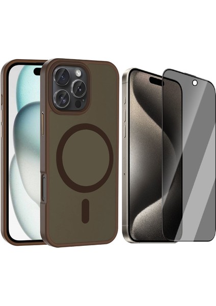 iPhone 16 Pro Max Kılıf M-safe Şarj Özellikli Mat Arka Yüzey Zore Sio Kapak + Hayalet Ekran Koruyucu