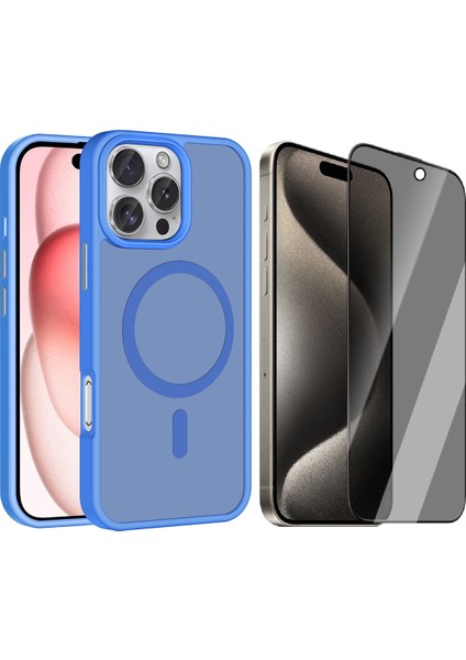 iPhone 16 Pro Max Kılıf M-safe Şarj Özellikli Mat Arka Yüzey Zore Sio Kapak + Hayalet Ekran Koruyucu