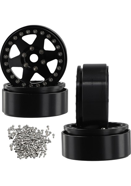 1/10 Rc Paletli Araba 1.9inch Metal Beadlock 6 Delik Tekerlek Hub Trx-4 D90 D110 SCX10 SCX10II SCX10III Siyah (Yurt Dışından) fiyatları