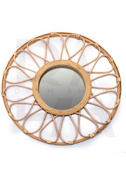 Yuvarlak Göz Damla Bambu Rattan Ayna