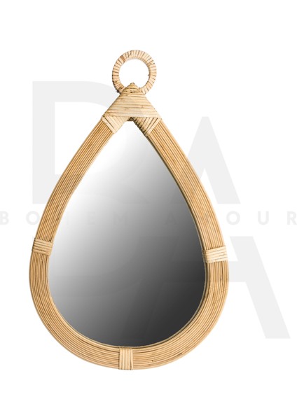 Damla Form Bambu Rattan Ayna