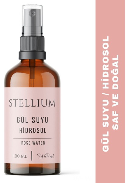 %100 Saf Gül Suyu – Gıda Uyumlu, Doğal Cilt Toniği | Buhar Distilasyonu Hidrosol (100 Ml)
