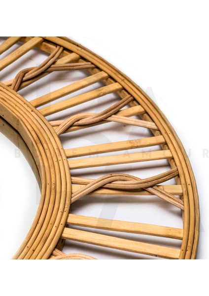 Yuvarlak Dalga Çizgi Desenli Bambu Rattan Ayna modelleri