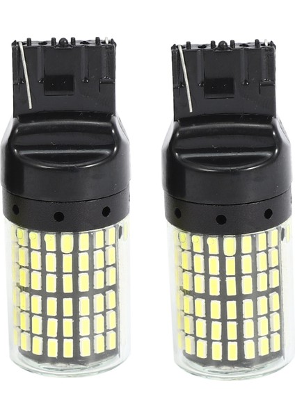 2pcs Süper Parlak Kanbus T20 7440 W21W WY21W 144-SMD Ters Işık Dönüşü Sinyal Işık Hatası Hayır Hiper Flash T20 7440 LED Ampuller, Kara Kabuk (Beyaz Işık) (Yurt Dışından)