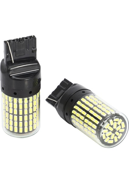 2pcs Süper Parlak Kanbus T20 7440 W21W WY21W 144-SMD Ters Işık Dönüşü Sinyal Işık Hatası Hayır Hiper Flash T20 7440 LED Ampuller, Kara Kabuk (Beyaz Işık) (Yurt Dışından) indirimleri