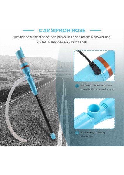 Yeni 12V Araç Şarjı Sıvı Dağıtım Pompası El Pompası Sıvı Transfer Su Gazı Aracı Benzin Yakıt Taşınabilir Araç Sifon Hortum Açık Maviye (Yurt Dışından) indirimleri