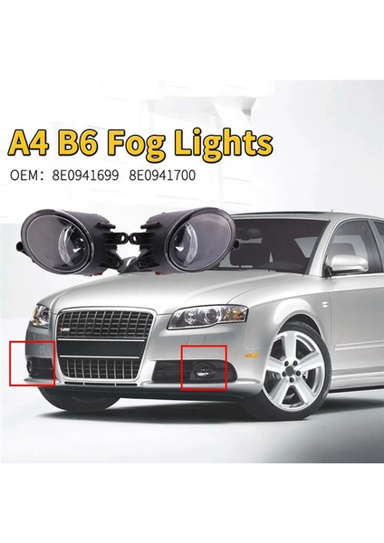 1paır Araç Ön Tampon Sis Işık Lambası Audi A4 B6 2001-2005 Araba Stili 8E0941699 8E0941700 Halojen Sis Lambası Işığı (Yurt Dışından) indirimleri
