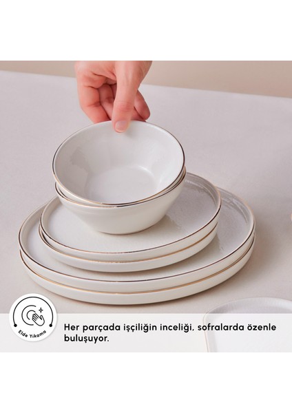 Soft Beyaz Düz Seramik Yemek Takımı – 2 Kişilik, 8 Parça, Şık ve Modern Tasarım