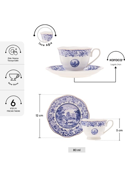 Blue Odyssey 6 Kişilik Kahve Fincan Takımı 80 ml fiyatları