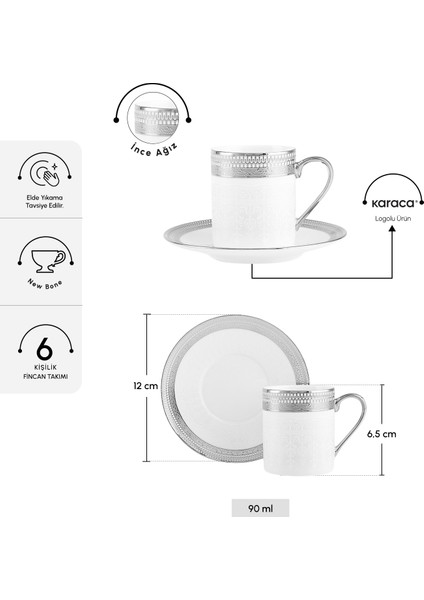 Royal Bone Kate 6 Kişilik Kahve Fincan Takımı 90 ml fiyatları