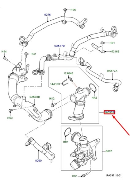 LR121447 Motor Isıtma Su Hortumu Radyatör Soğutma Hortumu Land Rover Defender/discovery/range Rover/range Rover Sport (Yurt Dışından) fiyatları