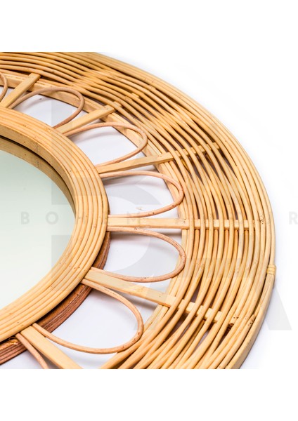 Yuvarlak Dantel Örgü Bambu Rattan Ayna modelleri