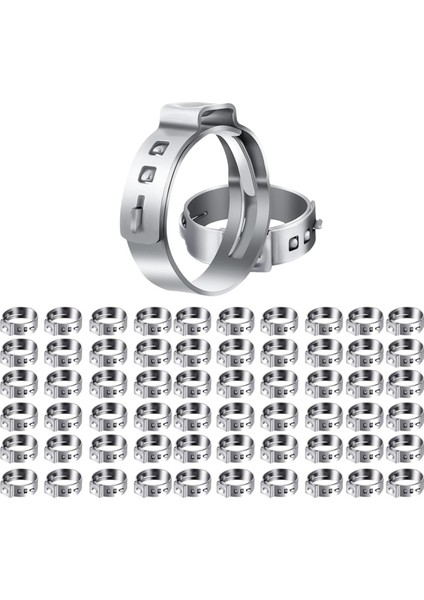 100PCS 1/2 Inç Pex Kelepçeleri, Pex Boru Takma Bağlantıları Için Paslanmaz Çelik Tek Kulak Hortum Kelepçeleri (Yurt Dışından)
