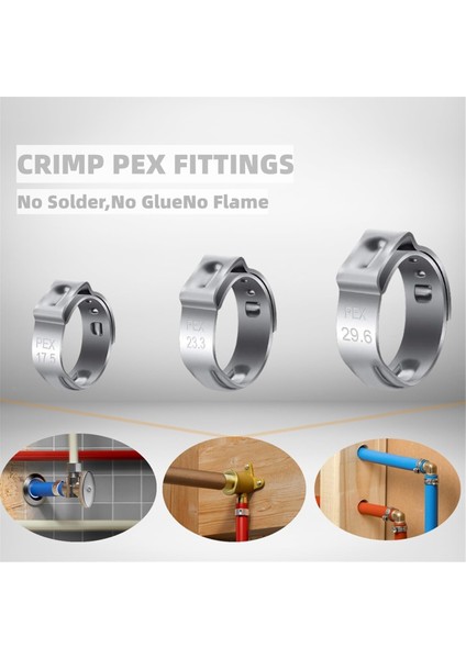 100PCS 1/2 Inç Pex Kelepçeleri, Pex Boru Takma Bağlantıları Için Paslanmaz Çelik Tek Kulak Hortum Kelepçeleri (Yurt Dışından) fiyatları