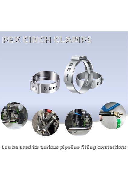 100PCS 1/2 Inç Pex Kelepçeleri, Pex Boru Takma Bağlantıları Için Paslanmaz Çelik Tek Kulak Hortum Kelepçeleri (Yurt Dışından) fırsatları