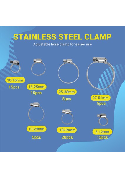 80PCS Hortum Klipsleri Boru Kelepçeleri 8MM-51MM Paslanmaz Çelik Hoop Kelepçe Hortum Kelepçe Seti Otomotiv Boruları Klips Sabit Araç (Yurt Dışından) indirimleri