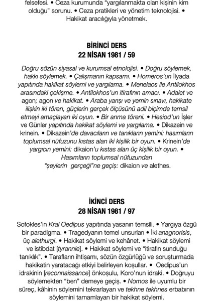 Kabahat İşlemek, Doğruyu Söylemek - Michel Foucault fırsatları