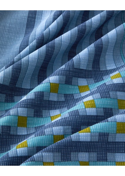 Textured Grid Kolay Ütülenir Çift Kişilik Nevresim Takımı 200X220 cm Lacivert