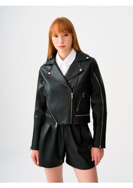 Loose Crop Kadın Mont Pu