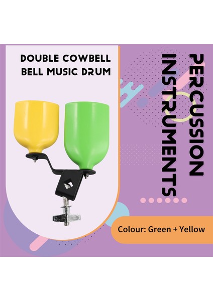 Çift Cowbell Bell Music Drum Cowbell Yüksek Düşük Ses Knocker Drum Perküsyon Enstrüman Parça Aksesuarları Yeşil+Sarı (Yurt Dışından) fırsatları