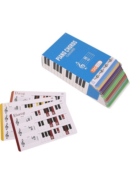 Piyano Akor Piyano Akorları 120 Akor Için Flash Kartlar, Piyano Için Eğlenceli Eğitim Flaş Kartları, Müzik Öğrencileri (Yurt Dışından)