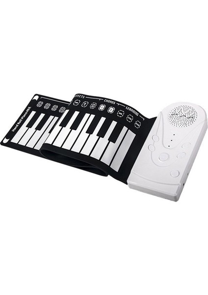 Konuşmacı ile 49 Anahtar Elle Yuvarlanan Piyano Taşınabilir Katlanır Çocuk Piyano Yeni Başlayan Piyano Öğretim Enstrümanı Beyaz (Yurt Dışından)