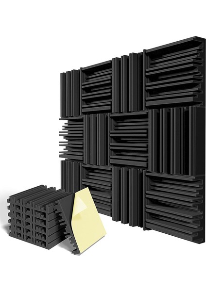 12 Adet Kendi Kendine Yapışkan Ses Geçirmez Köpük Paneller, 12 x 12 x 2 Inç Akustik Köpük, Duvar, Ev, Stüdyo Siyah (Yurt Dışından) fiyatları