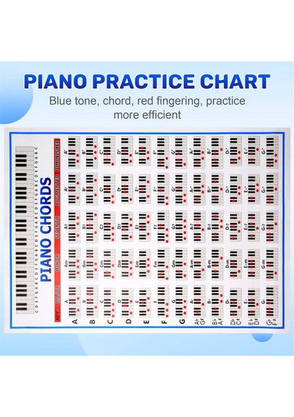 Piyano Akorları Grafik Anahtar Müzik Grafik Egzersiz Posteri Piyano Akor Uygulama Grafik 88 Anahtar Yeni Başlayan Piyano Parmak Grafiği Büyük Boyut (Yurt Dışından) fırsatları