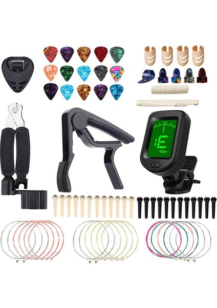 Gitar Onarım ve Bakım Aracı Seti Dize Değiştirme Aracı Tuner Capo Üçüncü Bir Arada Sargı Dizesi (Yurt Dışından)