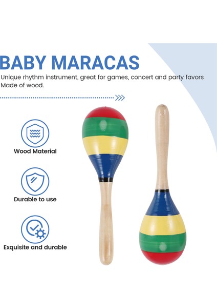Maracas El Perküsyon Çarpıkları, Ahşap Rumba Shaker Çocuklar Için Müzik Enstrümanı Yetişkinler, 2 Set (Yurt Dışından) indirimleri