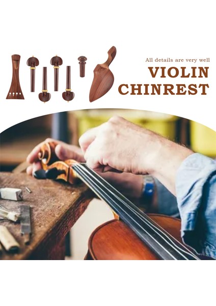 4/4 Keman Kiti Tam Boyut Keman Aksesuarları Gülağacı Keman Pap Tail Piece Chin Rest End Pin (4/4) (Yurt Dışından) indirimleri