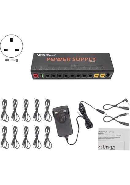 Moskyaudio Mpt-10 Gitar Güç Kaynağı 10 Izole Dc Çıkışları/ 4-12V USB Çıkışı 9V 12V 18V Gitar Efekti Pedalı, Uk-Plug (Yurt Dışından) indirimleri