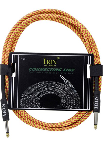 Irin Gitar Kablosu Müzik Aleti Kablosu Elektrik Kutusu Bas Ses Kablosu Örgülü Gürültü Azaltma Kablosu (6 Metre) Turuncu ve Sarı (Yurt Dışından)