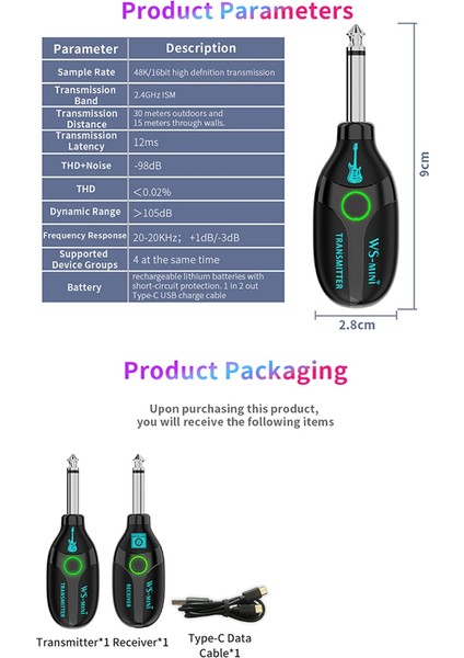 Jamjum Pickup Gitar Kablosuz Mini Alıcı -Veren Efektler Pedal Kablosuz Kulaklıklar Bluetooth Mini Amplifikatör Pedal Adaptörü (Yurt Dışından) modelleri