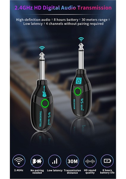 Jamjum Pickup Gitar Kablosuz Mini Alıcı -Veren Efektler Pedal Kablosuz Kulaklıklar Bluetooth Mini Amplifikatör Pedal Adaptörü (Yurt Dışından) indirimleri