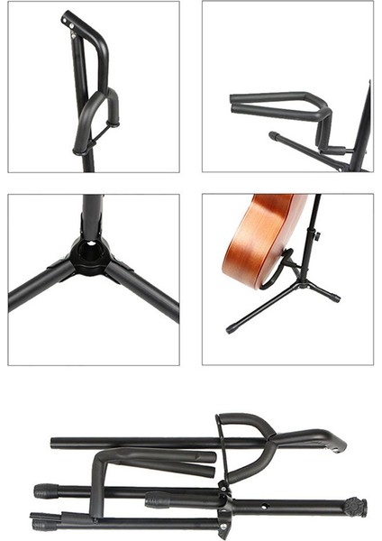 Halk Gitarı, Elektro Gitar, Pipa ve Diğer Enstrümanları Sergilemek Için Uygun Tamamen Katlanabilir Dikey Gitar Standı (Yurt Dışından)