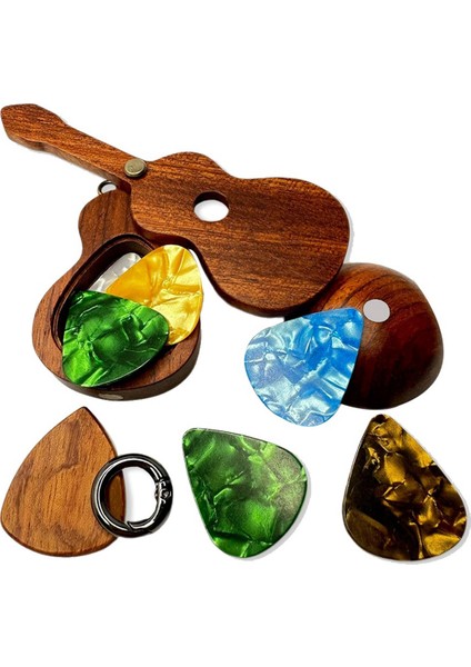 Gitar Sick Tutucu Gitar Seçimleri Gitar Anahtar Kezisi Ahşap Ev Dekoru Heykelleri Ahşap Gitar Seçim Kılıfı (Yurt Dışından)
