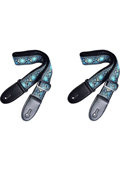 Mavi Desen Moda Baskılı Akustik Elektro Gitar Kayışı Genişletilmiş Akustik Gitar Kayışı Evrensel Kayış (Yurt Dışından)