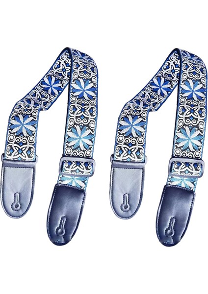 Mavi Beyaz Desen Moda Baskılı Akustik Elektro Gitar Kayışı Genişletilmiş Akustik Gitar Kayışı Evrensel Kayış (Yurt Dışından)