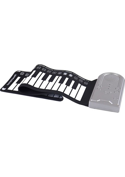 Konuşmacı ile 49 Anahtarlı Elle Yuvarlanan Piyano Taşınabilir Katlanır Çocuk Piyano Yeni Piyano Öğretim Enstrümanı Gümüş (Yurt Dışından)