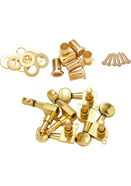 6 Adet Gitar Ipi Ayarlama Anahtar Mandalları/makine Kafa Düğmeleri (Sol ve Sağ Için), Çinko Alaşımlı Metalden (Altın) Yapılmış Elektrik Veya Akustik Montaj Vidaları ile (Yurt Dışından)