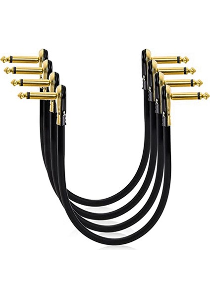 4 Paket 12 Inç Gitar Yama Kabloları, Dik Açılı Altın Gözleme Konnektörü Efektler Pedal Tahtası (Yurt Dışından)