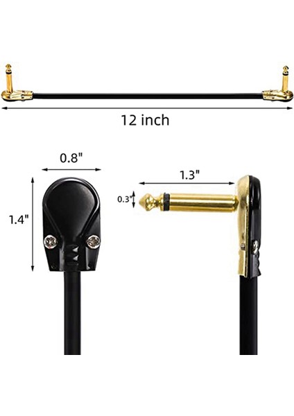 4 Paket 12 Inç Gitar Yama Kabloları, Dik Açılı Altın Gözleme Konnektörü Efektler Pedal Tahtası (Yurt Dışından) fiyatları