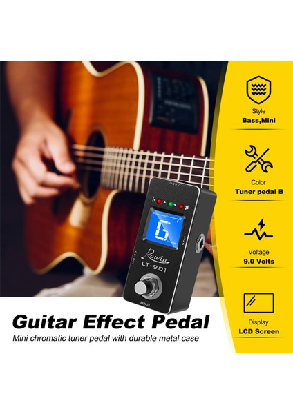 Rowin LT-901 Gitar Tuner Efekt Pedal Mini Kromatik True Bypass LCD Ekran Dijital Pedal Gitar Parçaları Aksesuarları (Yurt Dışından) fırsatları