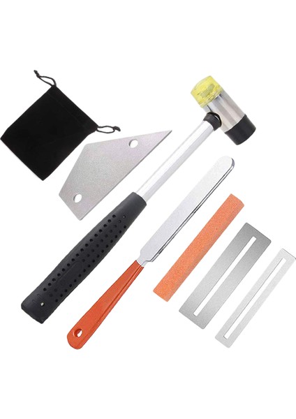 Gitar Luthier Araç Kiti, Fret Lastik Çekiç, Gitar Fret Taçlandırma Dosyası, Fret Rocker Tesviye, 2 Pcs Klavye Muhafızları Koruyucu ve Öğütme Taşı Içerir (Yurt Dışından)