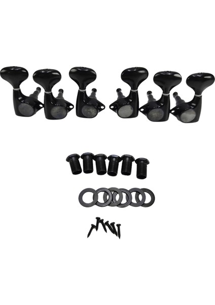 6 Adet Küçük Balık Kuyruğu Düğmesi Mühürlü Dişli Iplik Ayarlama Mandalları Tuner Akustik Elektro Gitar Için Makine Kafaları Black (Yurt Dışından)