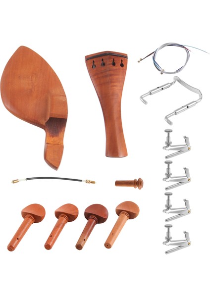 4/4 Keman Parçaları Aksesuarları Çene Dinlenme Kuyruk Parçası Ince Tuner Ayarlama Peg Tailgut Endpin Dizeleri Kiti (Yurt Dışından)